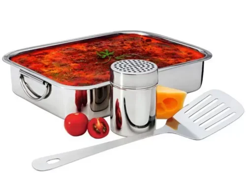 Conjunto para lasanha 3 peças inox - Euro Home