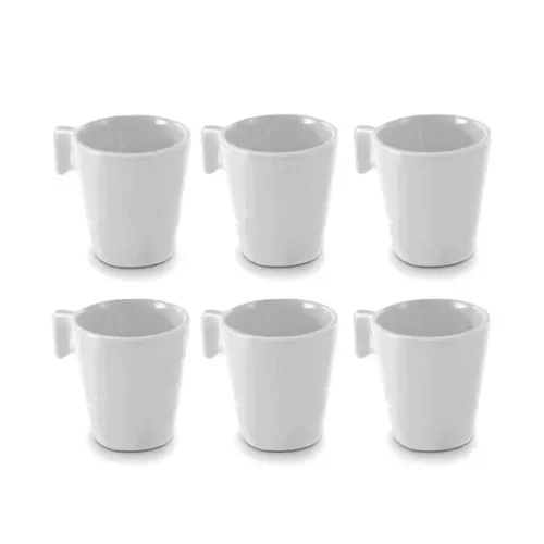 Mini Caneca Cerâmica White 6 pçs 80ml