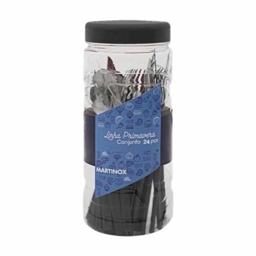 Faqueiro Martinox Primavera Aço Inox 24 Peças Preto