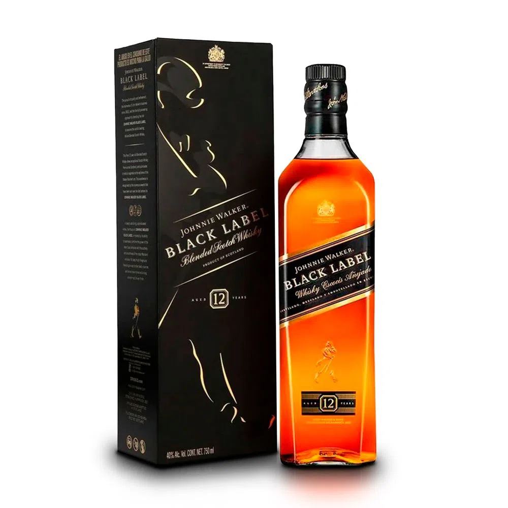 WHISKY JOHNNIE WALKER BLACK LABEL 12 ANOS 1L - Casa Cozzolino