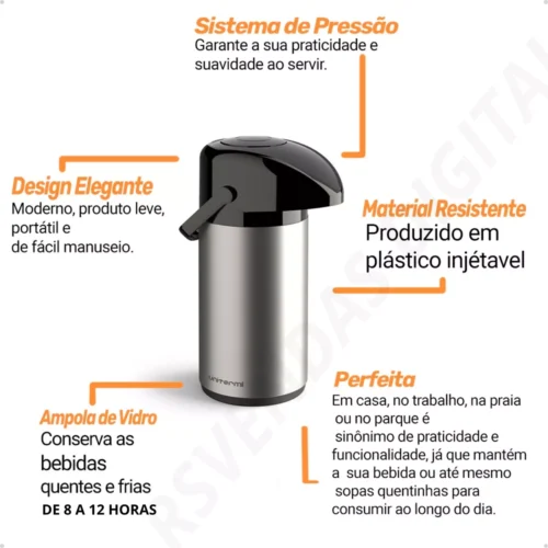 GARRAFA TERM PRESSAO VERONA INOX 600ML - Imagem 2